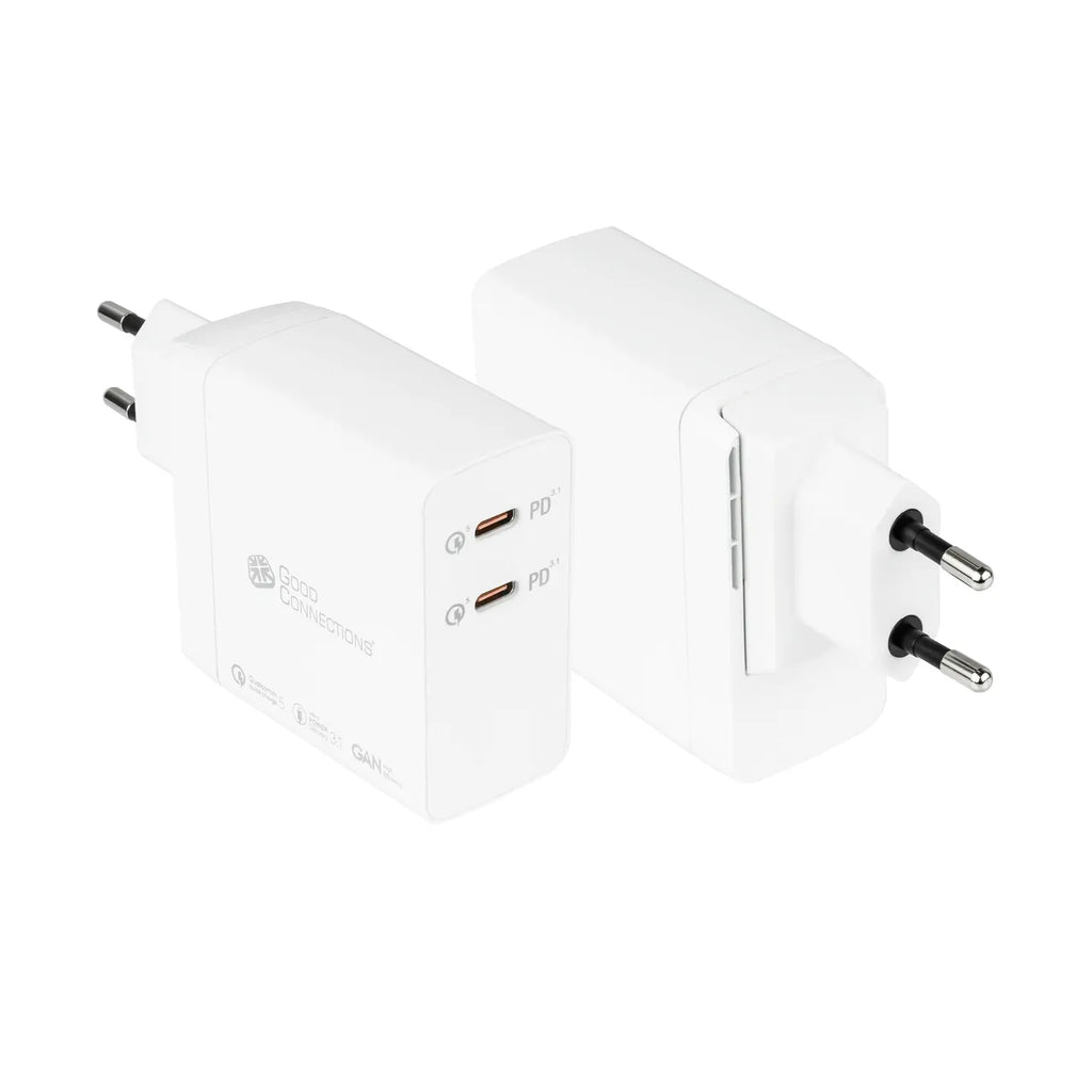 GC USB-Schnellladegerät 140W GaN-Technologie, 2x USB-C, PD 3.1, QC 5.0, PPS weiß