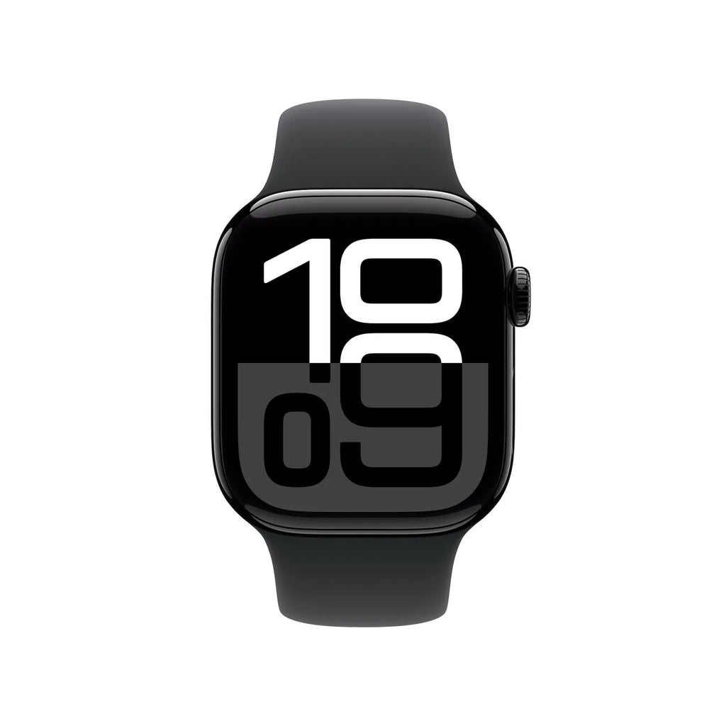 Apple Watch Series 10 LTE 42mm Diamantschwarz Aluminiumgehäuse mit schwarzem Sportarmband - S/M
