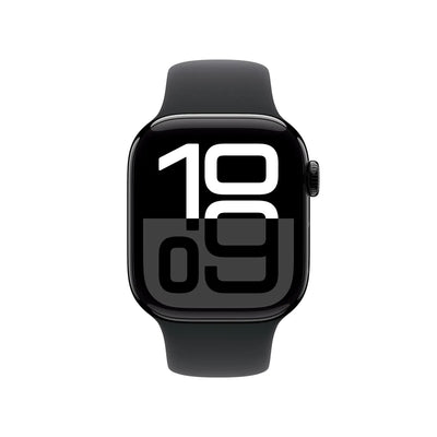 Apple Watch Series 10 LTE 42mm Diamantschwarz Aluminiumgehäuse mit schwarzem Sportarmband - S/M
