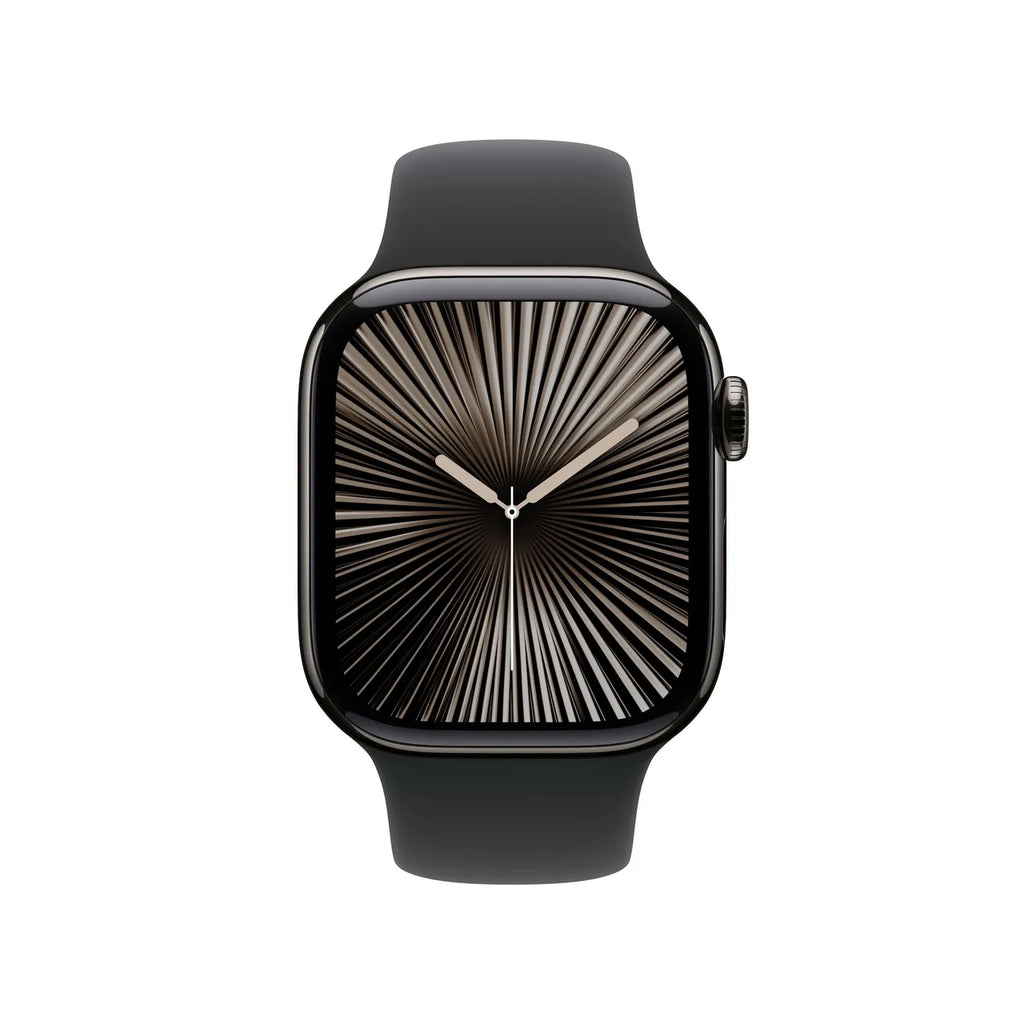 Apple Watch Series 10 LTE 42mm Slate Titangehäuse mit schwarzem Sportarmband - S/M