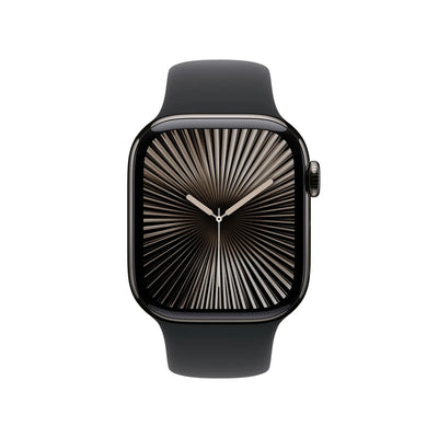 Apple Watch Series 10 LTE 42mm Slate Titangehäuse mit schwarzem Sportarmband - S/M