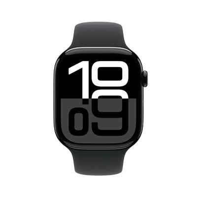 Apple Watch Series 10 LTE 46mm Diamantschwarz Aluminiumgehäuse mit schwarzem Sportarmband - M/L