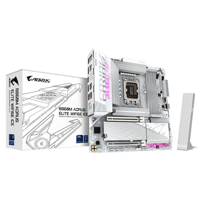 GIGABYTE B860M AORUS ELITE WIFI6E ICE mATX Mainboard Sockel 1851 DP/HDMI