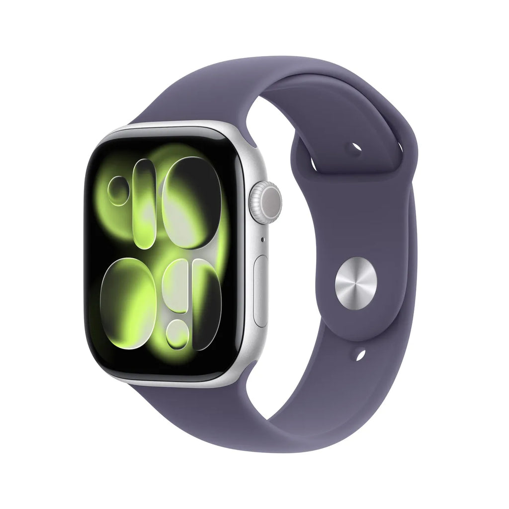 Apple Watch Series 11 GPS + Cellular 46mm Silver Aluminium Gehäuse mit Sport Band (purple fog) - S/M