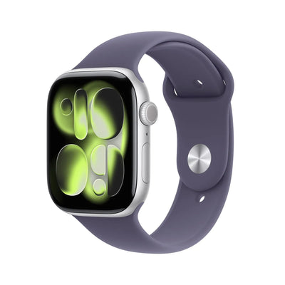 Apple Watch Series 11 GPS + Cellular 46mm Silver Aluminium Gehäuse mit Sport Band (purple fog) - S/M