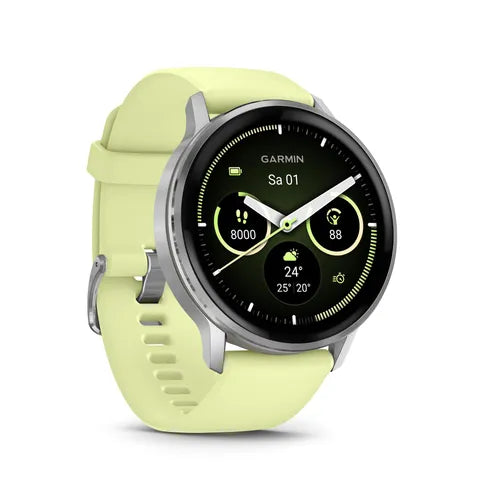 Garmin Venu® 4 - 41 mm Beige/Lunargold mit Schnellwechsel-Silikon-Armband 18 mm Bone