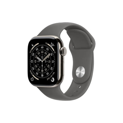 Apple Watch Series 11 GPS + Cellular 42mm Natural Titanium Gehäuse mit Stone Grey Sport Band - M/L