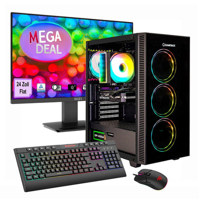 Hyrican GAMEMAX MegaDeal Draco XD SET2692 7794 Ryzen 5 5500 16GB 1TB SSD RTX 5060 Win11 + MSI PRO MP2412 Monitor 60cm (24