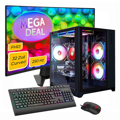 Hyrican GAMEMAX MegaDeal Infinity Mini BK SET2700 7796 Ryzen 7 5700X 16GB/1TB SSD RTX 5060Ti Win11 + MSI MAG 32C6X Curved Monitor 80cm (32