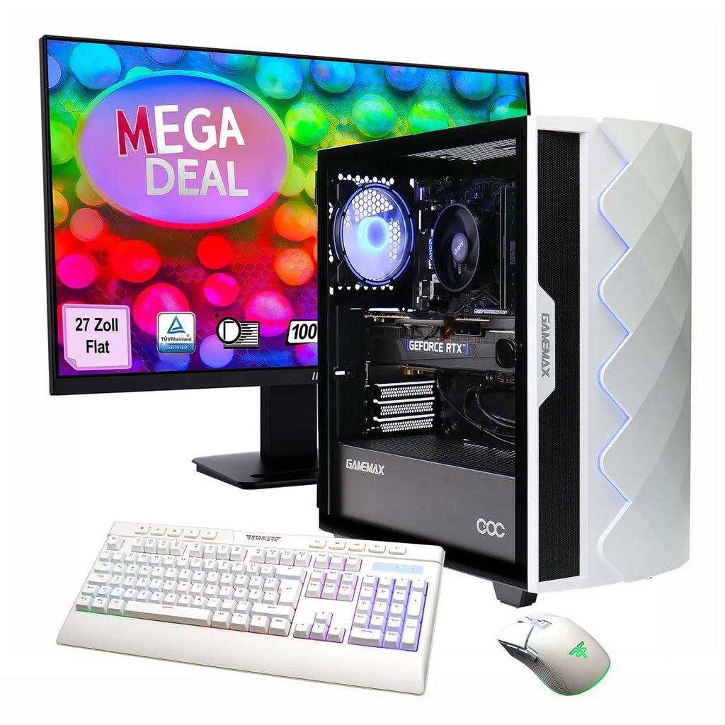 Hyrican GAMEMAX MegaDeal Diamond WT SET2702 7798 Gaming PC R7-5700X 16GB/1TB SSD RTX 5060 Win11 + MSI PRO MP273A LED-Monitor, 69cm (27")