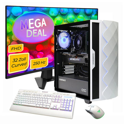 Hyrican GAMEMAX MegaDeal Diamond WT SET2703 7798 R7-5700X 16GB/1TB SSD RTX 5060 Win11 + MSI MAG 32C6X Curved Monitor 80cm (32