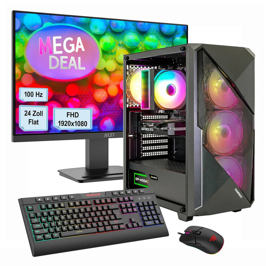 Hyrican GAMEMAX MegaDeal Striker SET2738 8015 Ryzen 7 5700X 16GB 480GB SSD RTX 5060 + MSI PRO MP2412